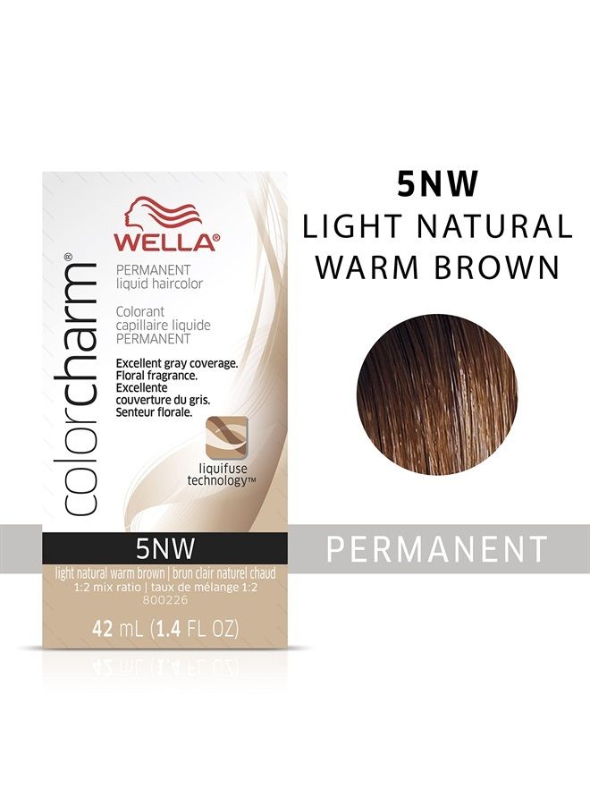WELLA Color Charm Permanent Liquid Hair Color for Gray Coverage, 5NW Light Natural Warm Brown - Image 2