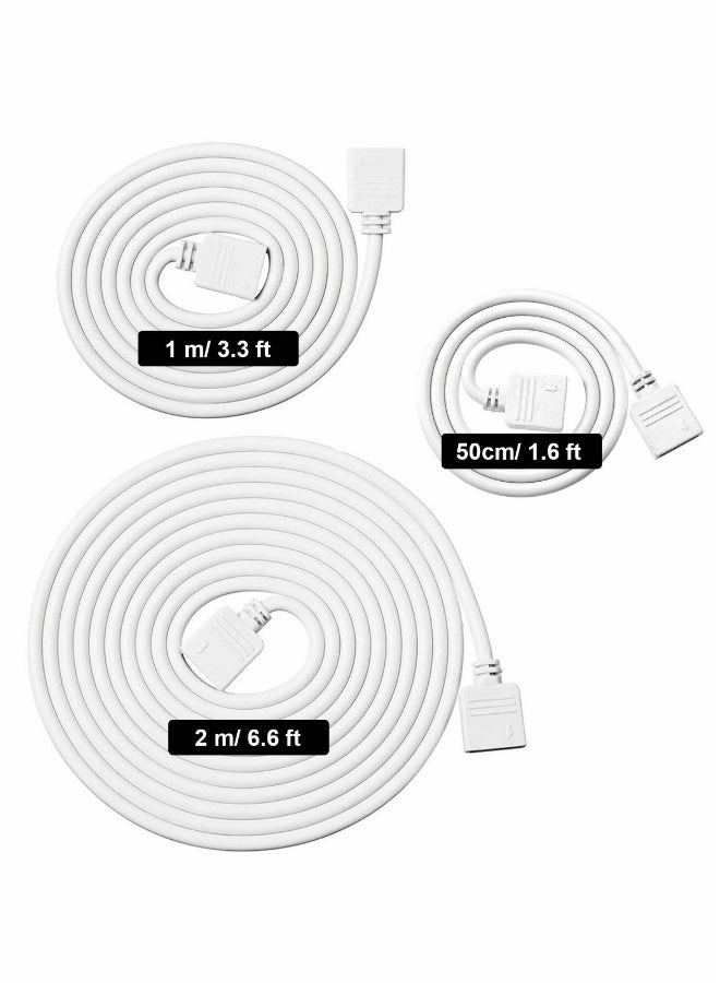 6 Pieces 4 Pin RGB Extension Cable LED Strip Connector Cord Wire Solderless Strip Jumper Cables Kit with 12 Pieces Pin Connector for 5050 3528 RGB LED Strip Light (White,1.6 FT, 3.3 FT, 6.6 FT)  - Image 4