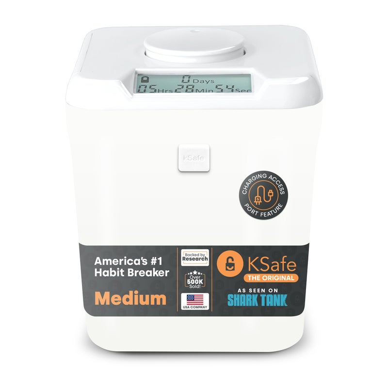 Kitchen Safe Time Locking Container White Lid  White Base  55 Height