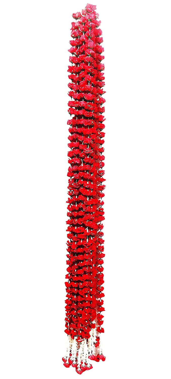 Homenique 5 feet Rose Artificial Rose String for Home Decoration Diwali Decoration and Wedding Decoration Image Shows Bunch of 12 String Its Available in Each String in Variations 1 - Image 1