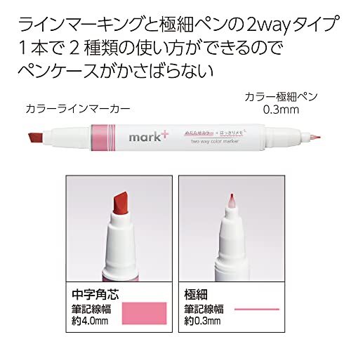 KOKUYO 2-Way Vivid Highlighter 5 Colors Set. Mark+ Dual Tips Markers, Quick Dry Chisel Fine Tip 5 Pack of Gold, Gray, Light Green, Navy, Red. Japan Import (PM-MT200-5S2) - Image 2