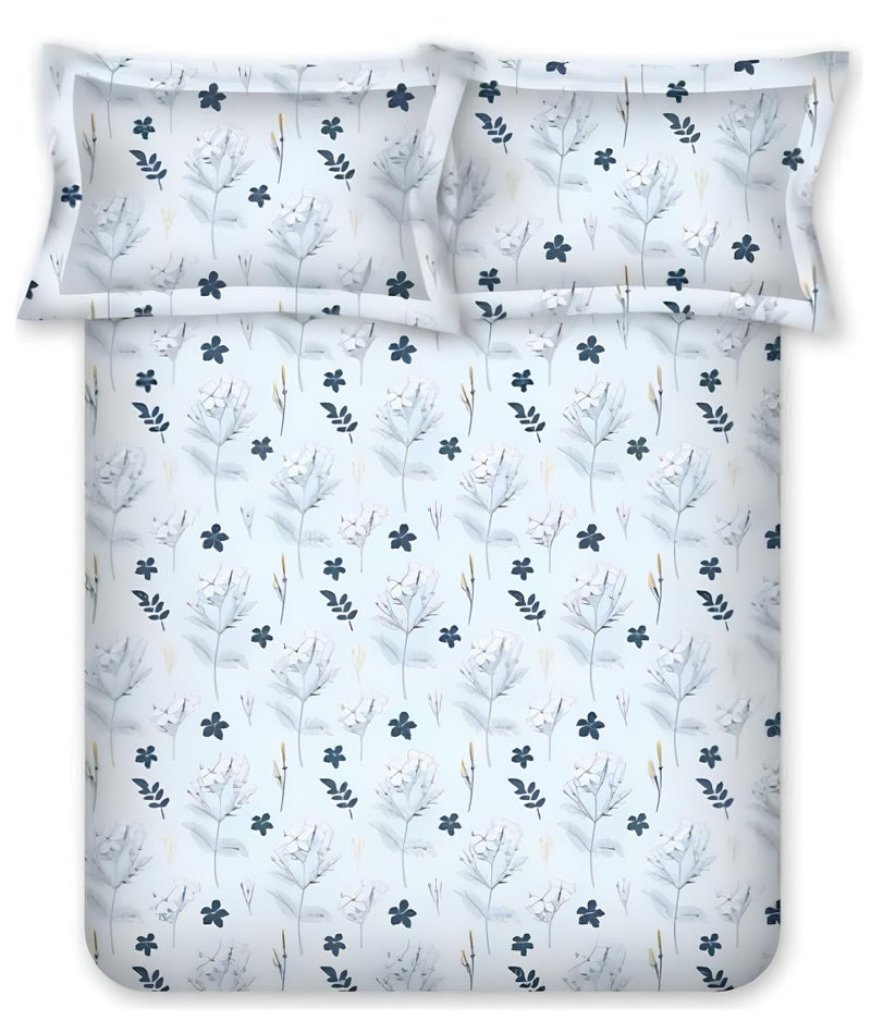 Bombay Dyeing King Size Bedsheet Cotton, 180 TC - Premium Cotton, Experience Premium Vintage Collection, with 2 Pillow Covers - VK01 (Blue) - Image 1