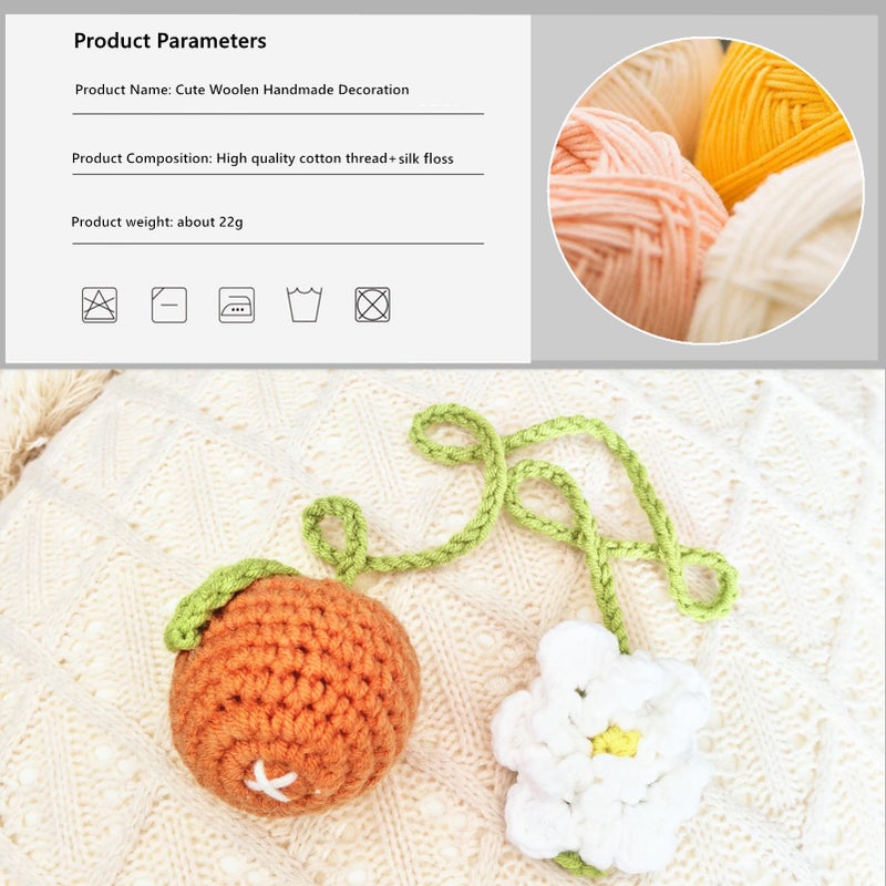 Mshion Car Rear View Mirror Hanging Accessory  Cute Tangerines Car Accessories  Crochet Car Decor  Hand Knitted Car Mirror Hanger for Holiday Gifts - Image 2