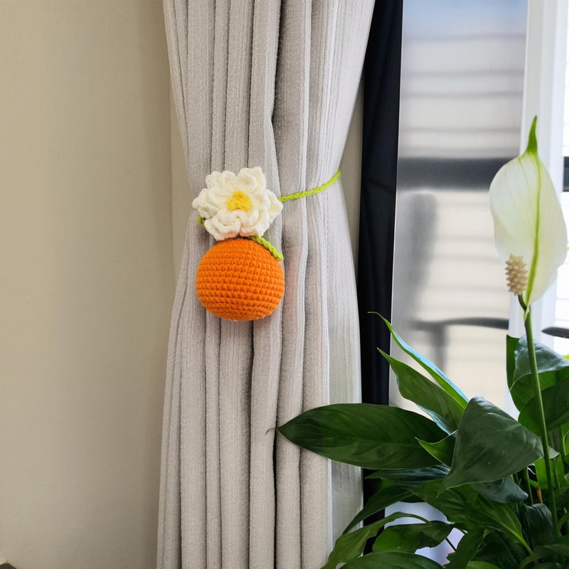 Mshion Car Rear View Mirror Hanging Accessory  Cute Tangerines Car Accessories  Crochet Car Decor  Hand Knitted Car Mirror Hanger for Holiday Gifts - Image 4