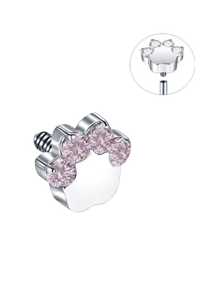 Innoshine Hypoallergenic Titanium C-Shaped Body Piercing Ring for NOSE, Lip & Ear. Fashion Nose Ring, Lip Ring with Pink Cat Paw  Zirconia Internal Thread Barbell Body Piercing Jewelry    Nose Ring, Earrings, Lip Ring for Sensitive Skin - Image 2