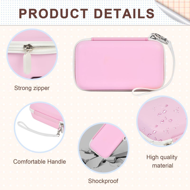Grapsa kids Instant Print Camera Case Compatible with DYLANTO for ESOXOFFORE for ETIKEZ for YTETCN for DUDUDRAGON Digital Camera,Portable Storage Organizer with Pocket for Accessories(Box Only)-Pink - Image 3