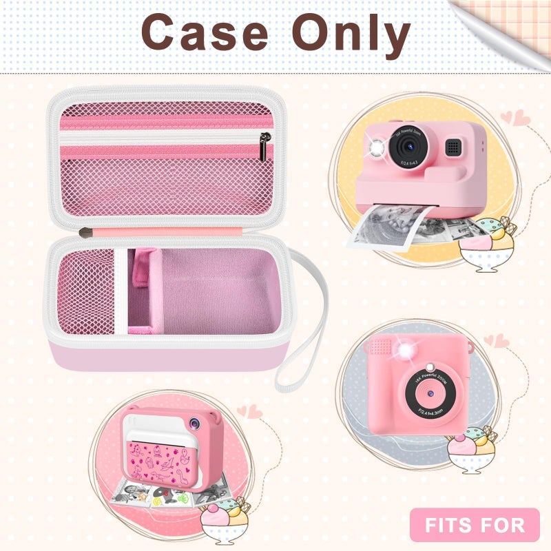Grapsa kids Instant Print Camera Case Compatible with DYLANTO for ESOXOFFORE for ETIKEZ for YTETCN for DUDUDRAGON Digital Camera,Portable Storage Organizer with Pocket for Accessories(Box Only)-Pink - Image 2