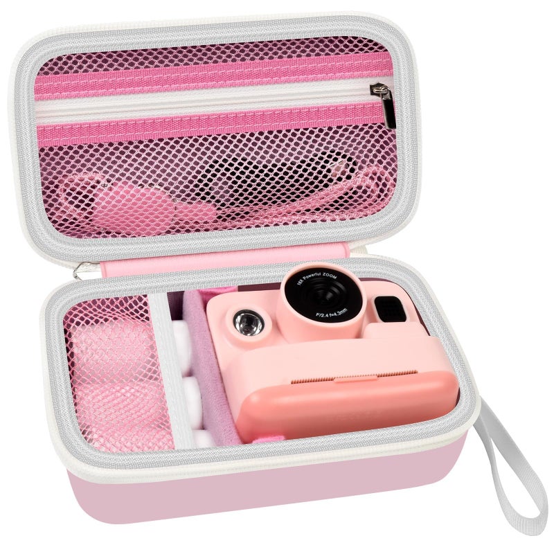 Grapsa kids Instant Print Camera Case Compatible with DYLANTO for ESOXOFFORE for ETIKEZ for YTETCN for DUDUDRAGON Digital Camera,Portable Storage Organizer with Pocket for Accessories(Box Only)-Pink - Image 1