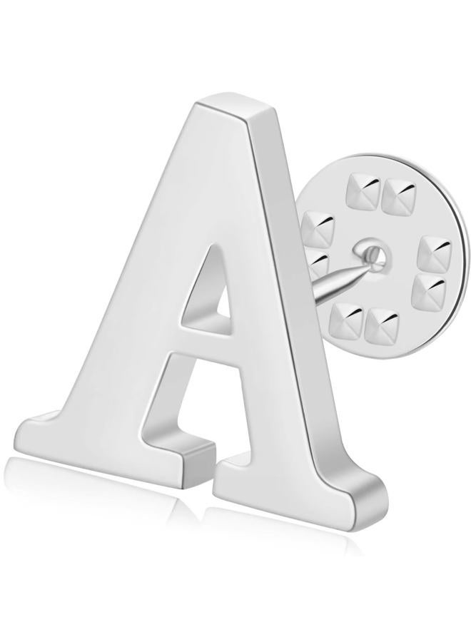ETHOON Initial Letter Lapel Pins for Men Women Personalized Name Brooch Pins for Men Suits Hats Metal Button Pins Silver A - Image 1