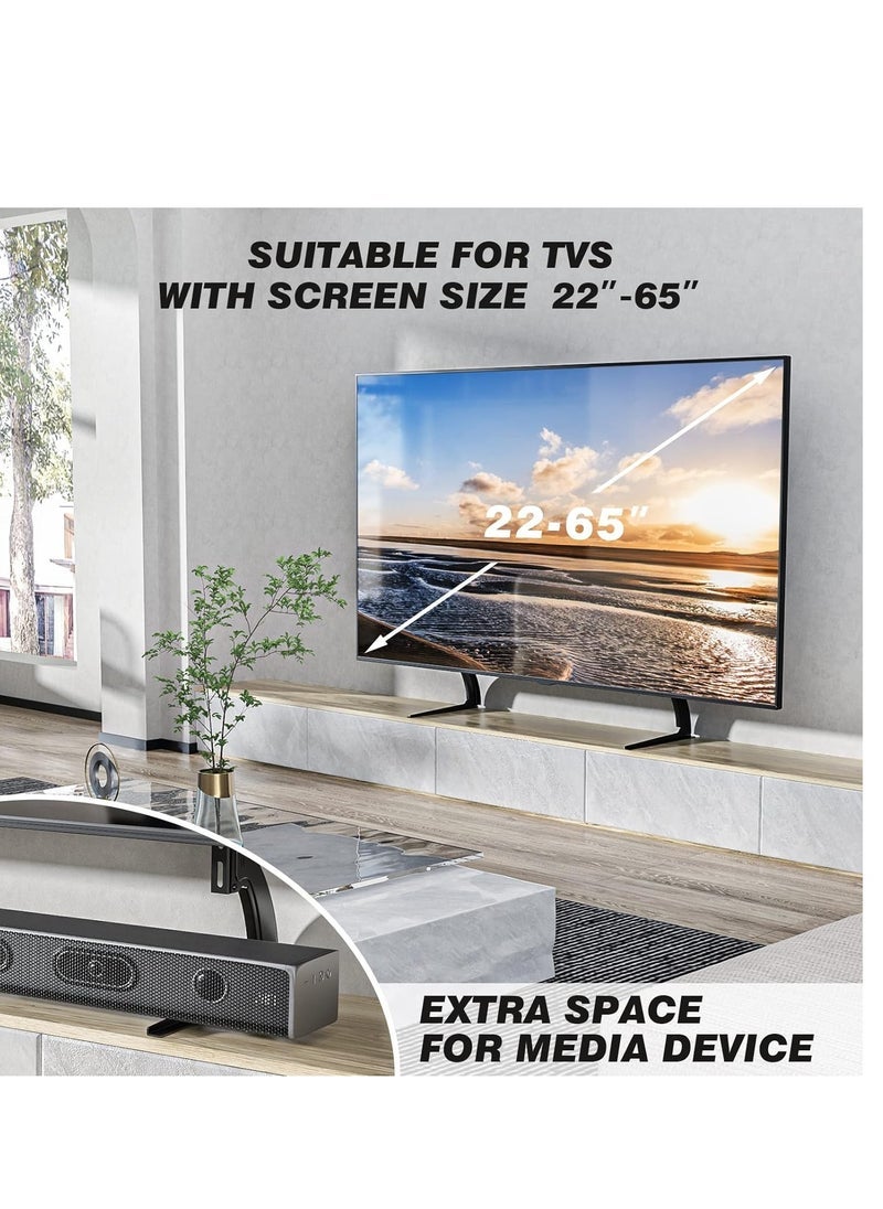 Gravity 5Rcom TV Stand Mount, Universal TV Stand Tabletop for 22 to 65 inch Plasma LCD LED Flat Screen TVs, TV Legs, Holds up to 88lbs, Max VESA 800 x 500mm, Height Adjustable TV Base, TV Stand - Image 3