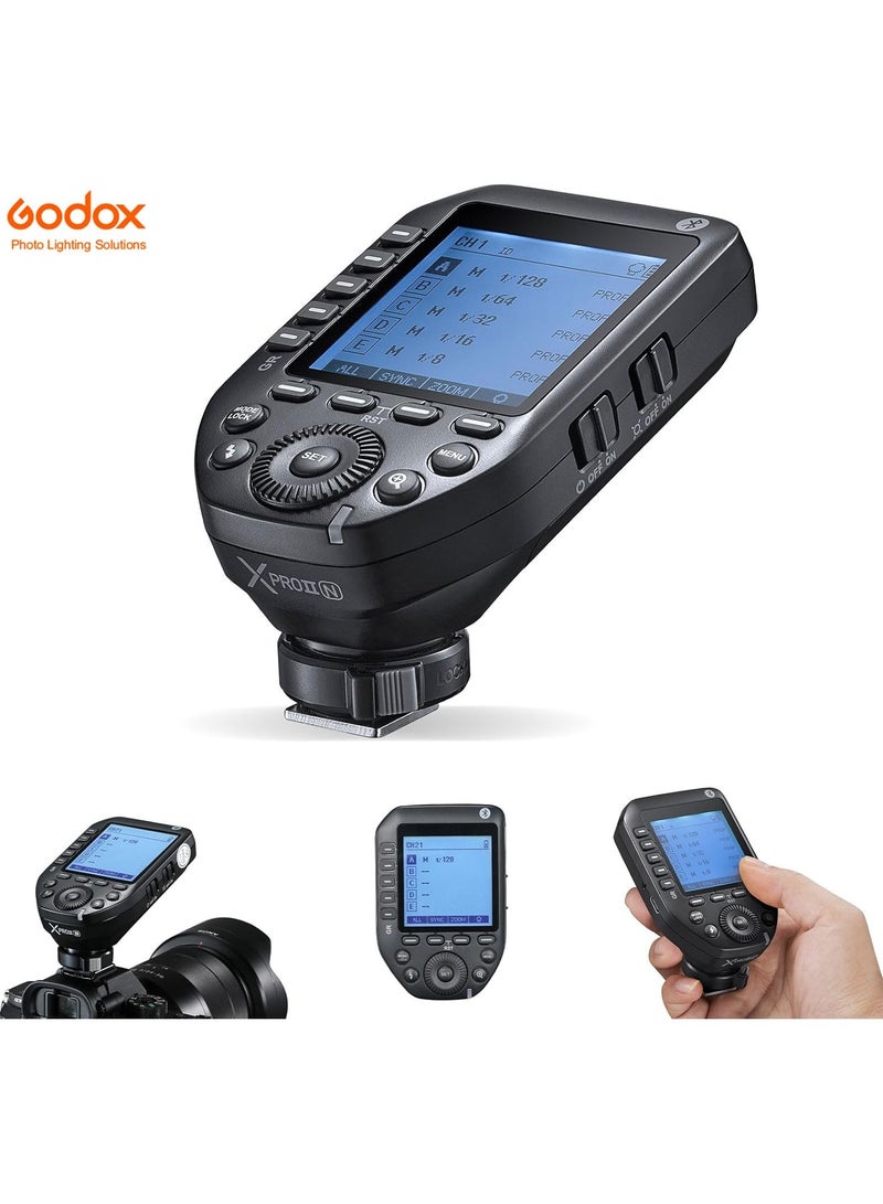 Godox XProII-N Wireless Flash Trigger for Nikon Cameras, 2.4G TTL Wireless Flash Transmitter HSS 1/8000s, TCM Transform Function, Bluetooth Connection, New Hotshoe Locking, Large LCD Display  - Image 1