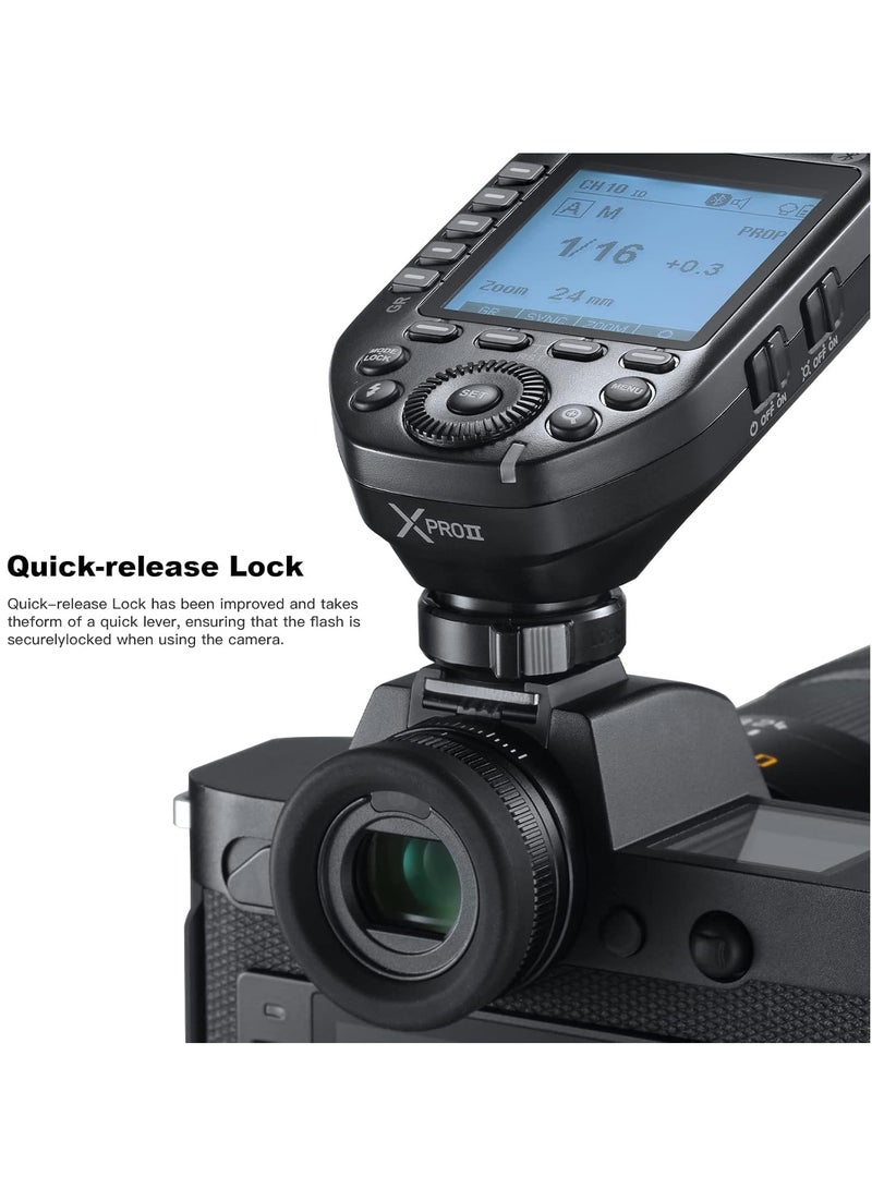 Godox XProII-N Wireless Flash Trigger for Nikon Cameras, 2.4G TTL Wireless Flash Transmitter HSS 1/8000s, TCM Transform Function, Bluetooth Connection, New Hotshoe Locking, Large LCD Display  - Image 5