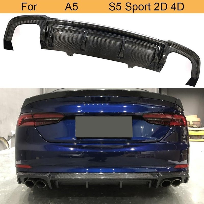 DEMULAX Carbon Fiber Rear Bumper Diffuser Lip for A5/S5 - Image 4