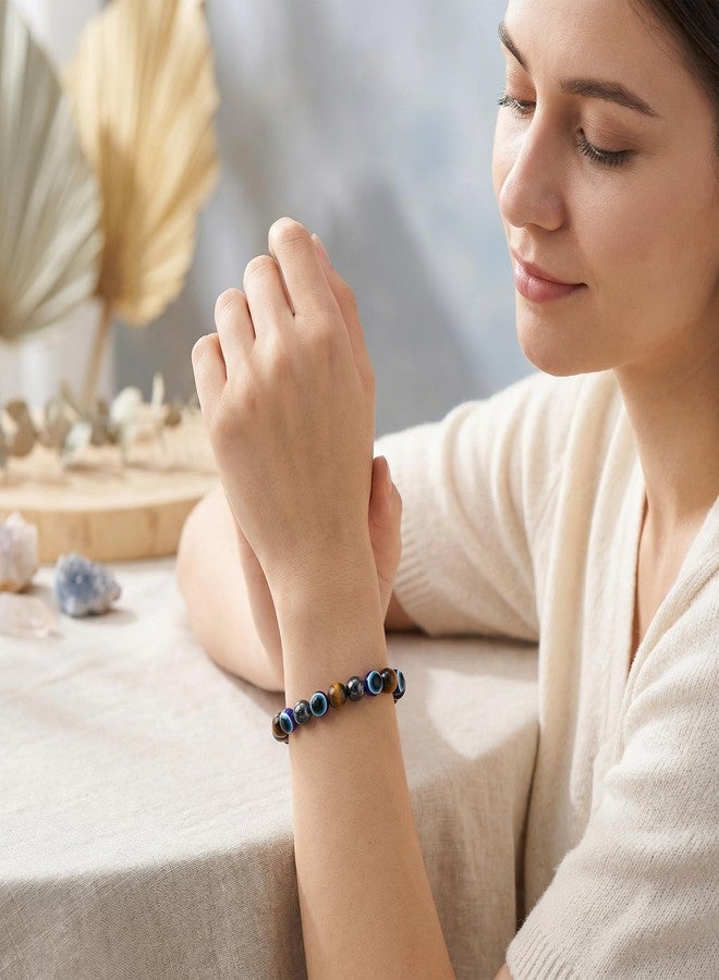 Bivei Evil Eye Bracelets Protection, Strength Crystal Healing Bracelet 8MM with Black Tourmaline, Obsidian & Tiger Eye - Spiritual Stretch Beaded Jewelry for Women Men Gift - Image 5