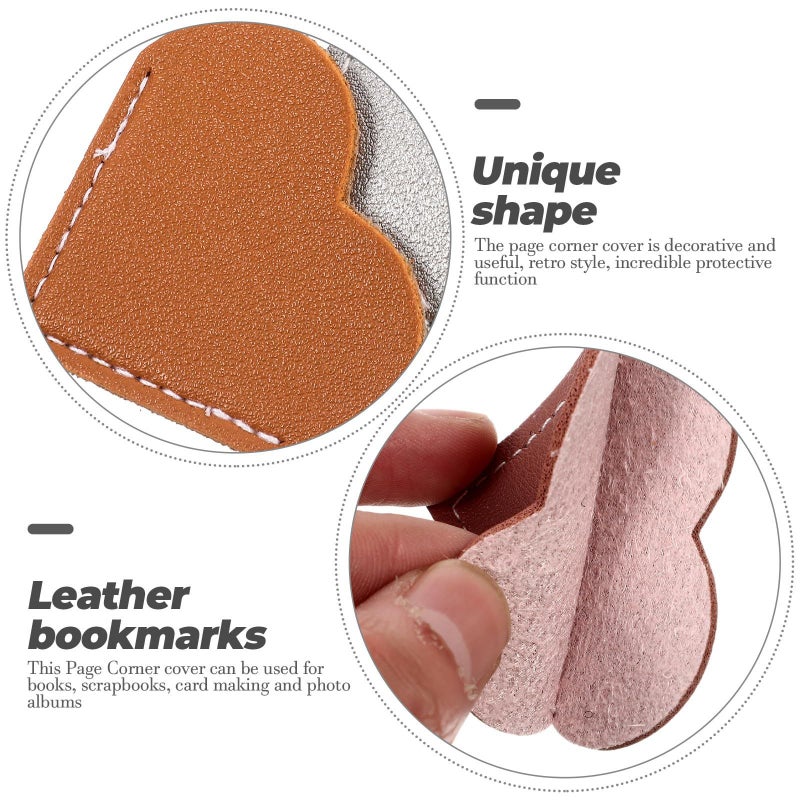 Hand Stitched Heart Shaped PU Leather Book Corner Protectors 7pcs Pastel Colors - Image 3