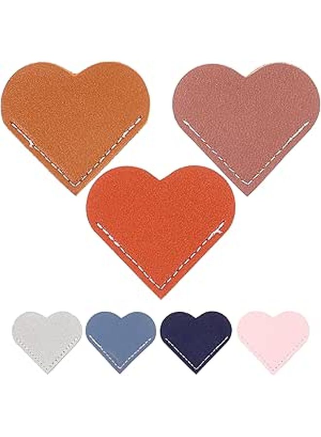 Hand Stitched Heart Shaped PU Leather Book Corner Protectors 7pcs Pastel Colors - Image 1