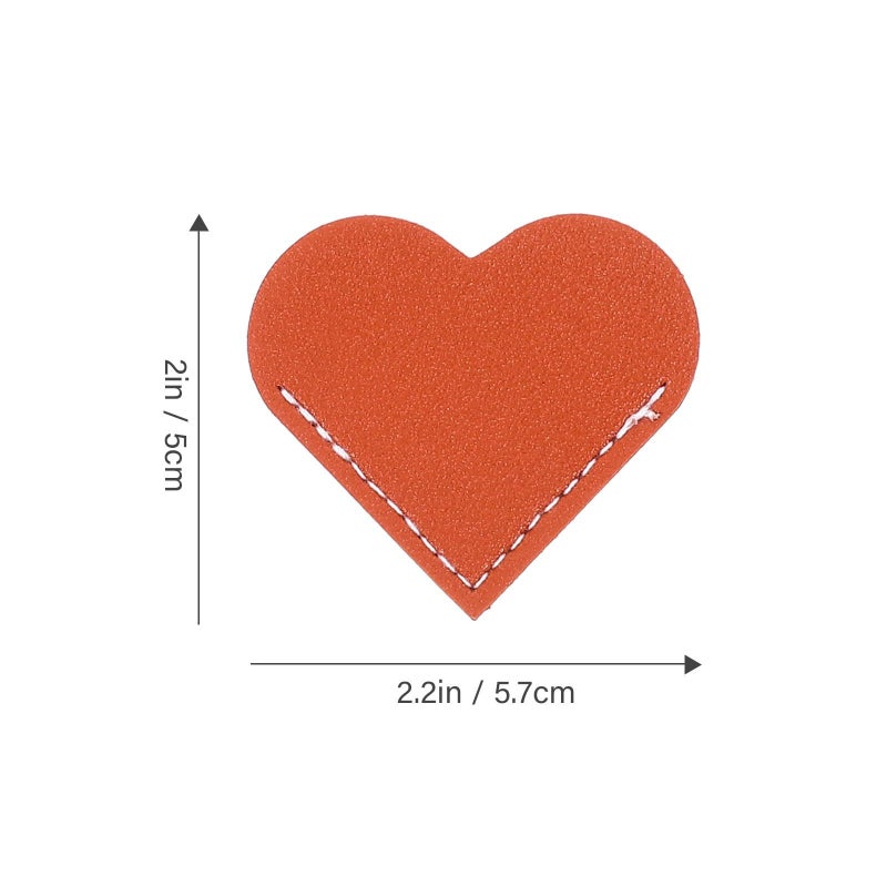 Hand Stitched Heart Shaped PU Leather Book Corner Protectors 7pcs Pastel Colors - Image 4