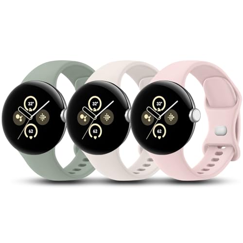 Tobfit 3 عبوة لأساور ساعة Google Pixel، حزام رياضي سيليكون متوافق مع ساعة Google Pixel 3 41 مم / 2/1 مقاوم للماء بديل للسوار للنساء والرجال - Image 1