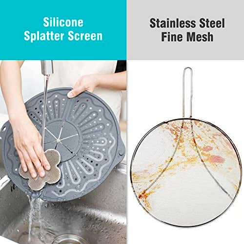 BIGOWL Silicone Splatter Screen For 10, 11 and 12 Inch Frying Pan, Foldable Splash Guard, Multi-Use Grease Splatter Guard/Trivet Mat, 12" Non-Stick Oil Splatter Guard, Dishwasher Safe, BPA Free, Gray - Image 5