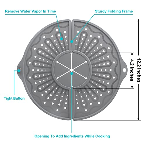 BIGOWL Silicone Splatter Screen For 10, 11 and 12 Inch Frying Pan, Foldable Splash Guard, Multi-Use Grease Splatter Guard/Trivet Mat, 12" Non-Stick Oil Splatter Guard, Dishwasher Safe, BPA Free, Gray - Image 2