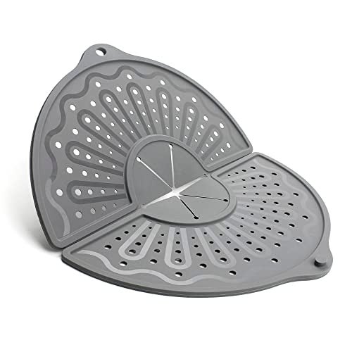 BIGOWL Silicone Splatter Screen For 10, 11 and 12 Inch Frying Pan, Foldable Splash Guard, Multi-Use Grease Splatter Guard/Trivet Mat, 12" Non-Stick Oil Splatter Guard, Dishwasher Safe, BPA Free, Gray - Image 1