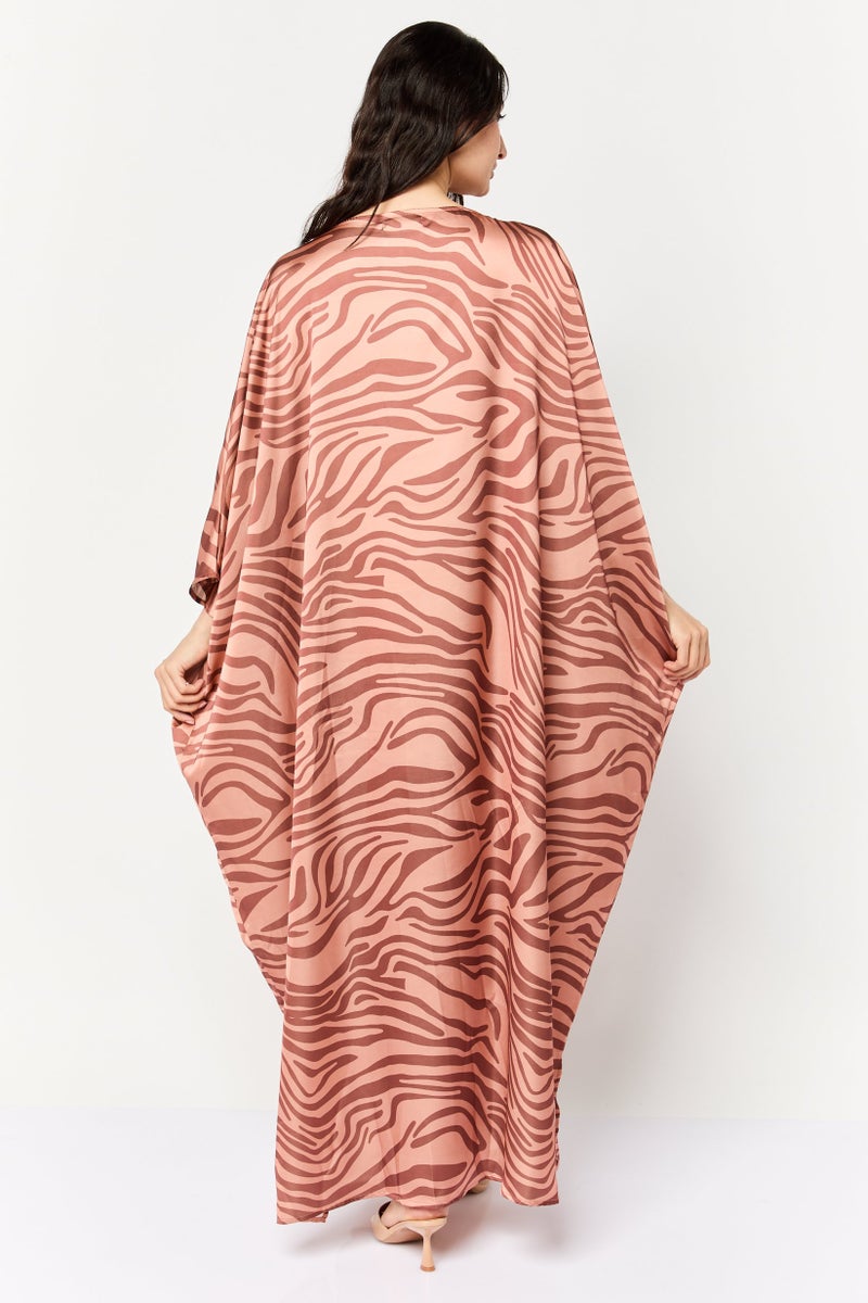 Women Animal Print Kaftan Dress, Multicolor