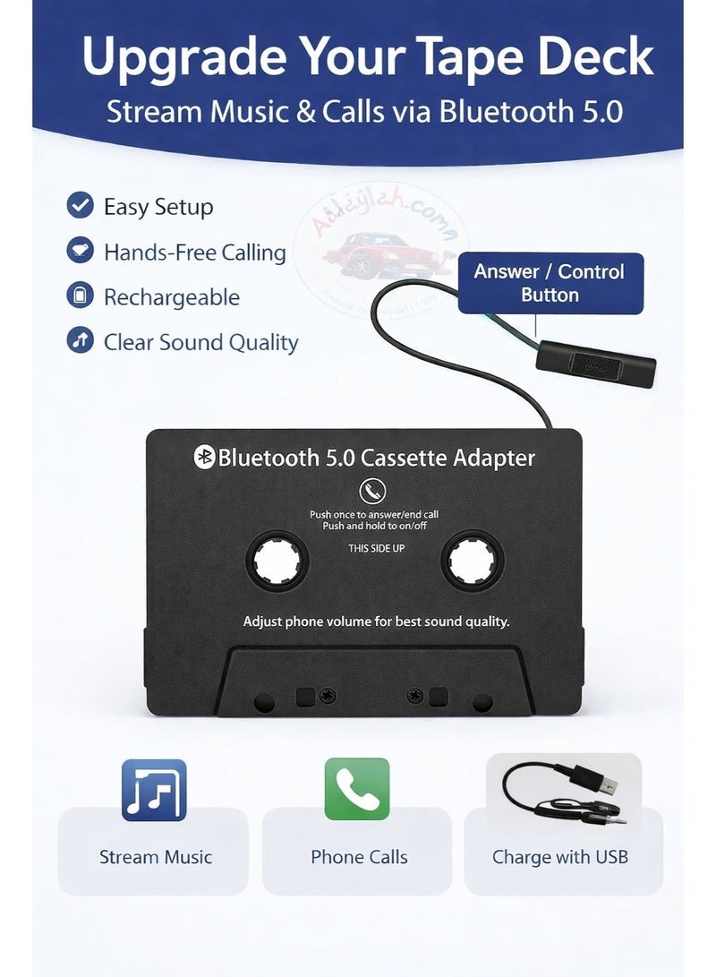 Alayjah, Bluetooth Cassette Adapter + Gift , Wireless Music Receiver for Car Tape Deck, Hands-Free Calling & Volume Control Support Bluetooth  11600010 - Image 3