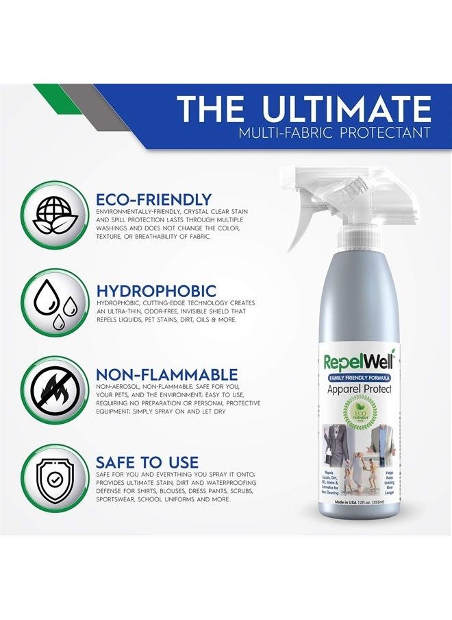 RepelWell - Apparel Protect (12oz) Stain & Water Repellent Spray – Non-Toxic, Eco-Friendly, Pet-Safe Sprays for Clothing & More - Image 1