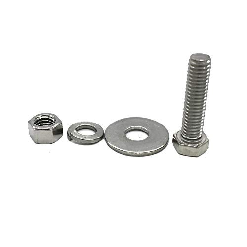 Fullerkreg (8 Sets) 3/8-16x1 Stainless Steel Hex Head Screws Bolts, Nuts, Flat & Lock Washers, 18-8 (304) S/S, Fully Threaded by Bolt Fullerkreg - Image 3
