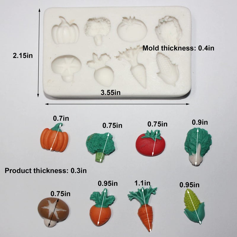 LVDGE Lovely Small Items Silicone Fondant Molds Set For Cake Topper  Gumpaste  Candy & Chocolate  Polymer Clay and More (Vegetables & Fruits) - Image 5