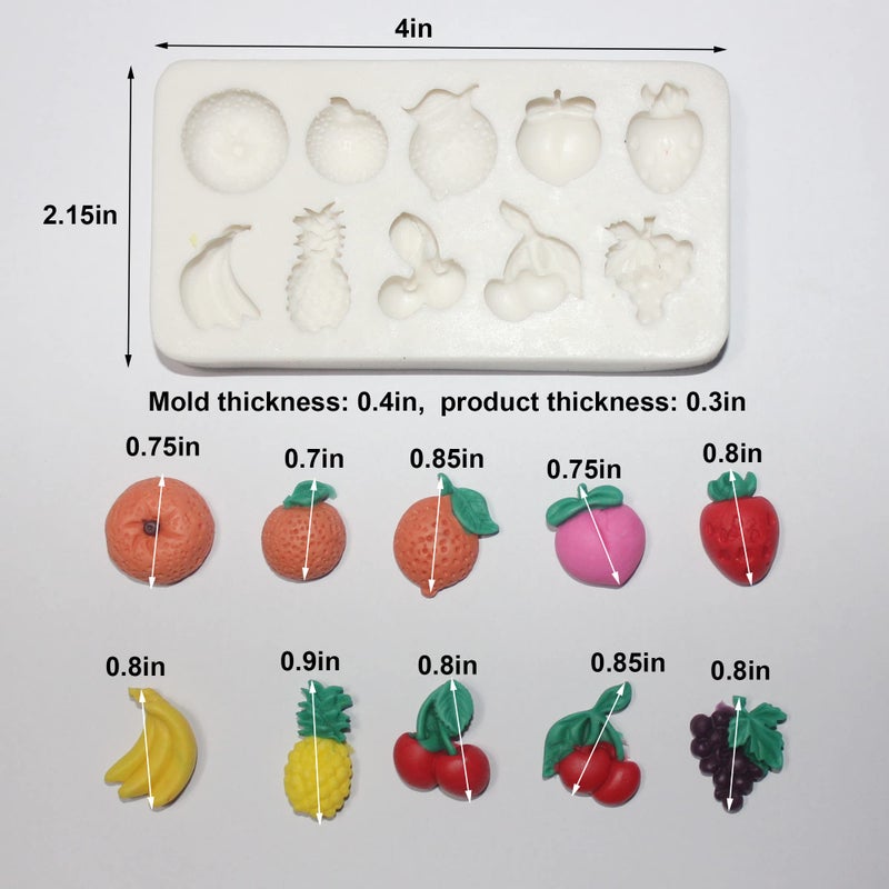 LVDGE Lovely Small Items Silicone Fondant Molds Set For Cake Topper  Gumpaste  Candy & Chocolate  Polymer Clay and More (Vegetables & Fruits) - Image 3
