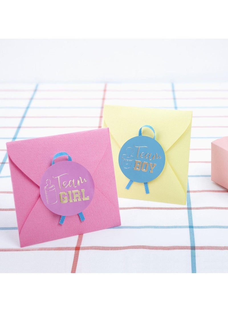 48 packs of gender Reveal stickers Team Boy o Team Girl Gender Reveal non-adhesive paper - Image 4