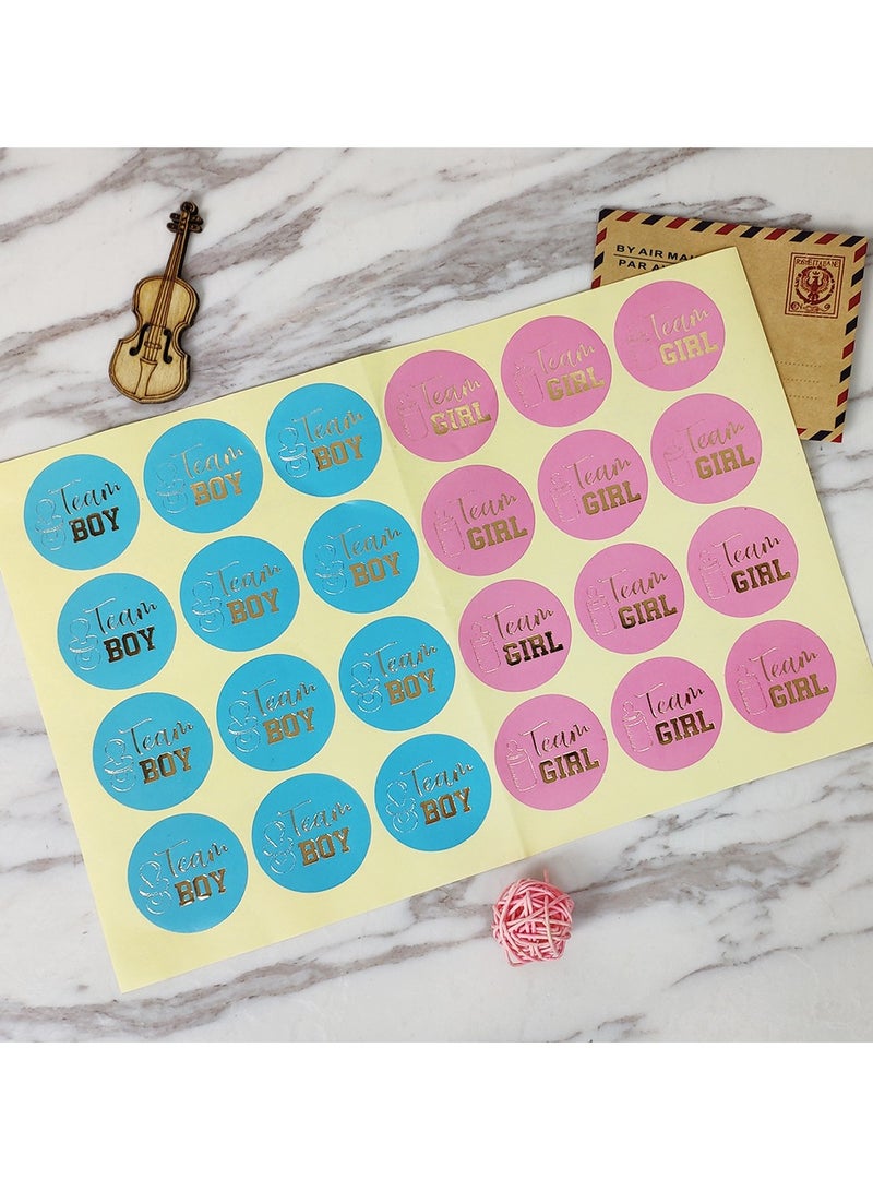 48 packs of gender Reveal stickers Team Boy o Team Girl Gender Reveal non-adhesive paper - Image 2