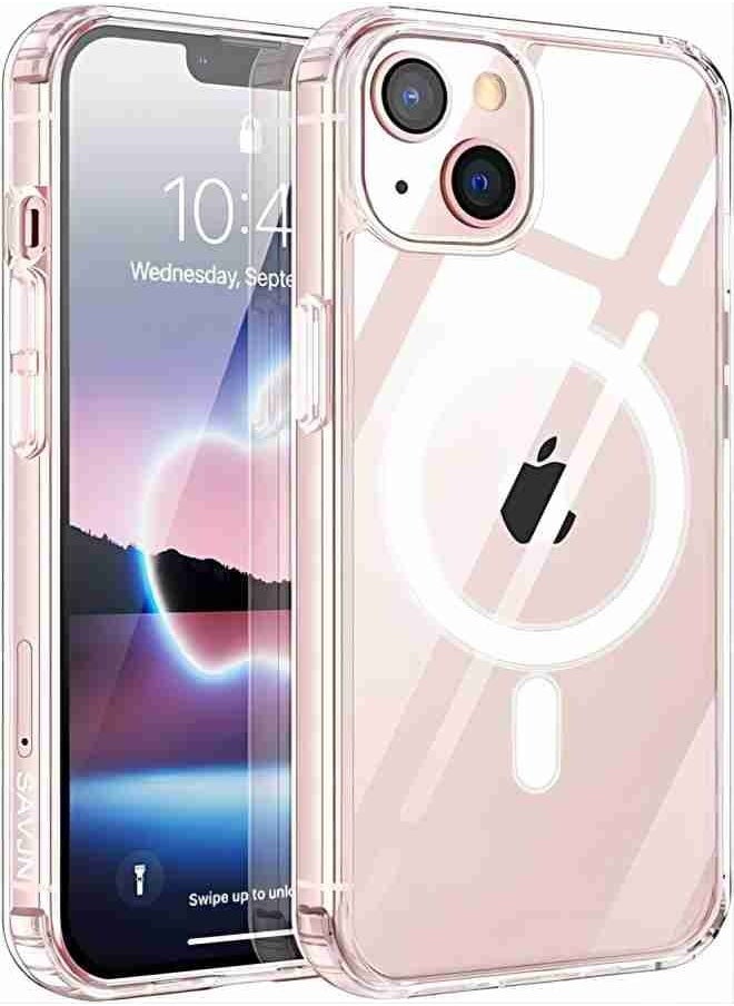 ESCASE Suitable for iPhone 13 Magsafe Case 6.1 inch Slim Magnetic Case Anti-Yellowing Anti-Shock Anti-Drop Hard Back Crystal Case  - Image 1