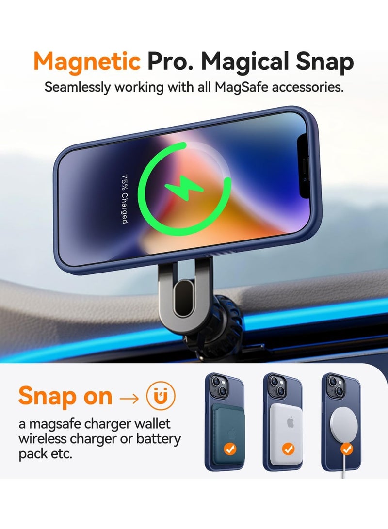 ESCASE Magnetic Cover for iPhone 13/14 6.1 inch, MagSafe Compatible, Translucent Frosted Slim Back Shockproof Case Blue - Image 3