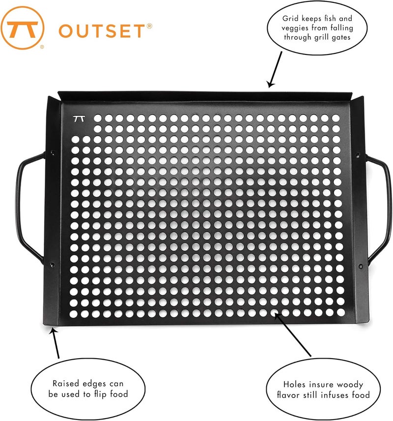 Outset QD81، شبكة شواء غير لاصقة مع مقابض، سوداء، 17" × 11" - Image 4