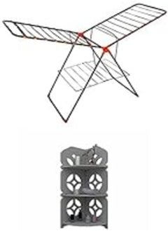 Sama Steel Bundle of Sama Steel Turkish Laundry Racks - Black + Momentum Wooden Cabinet 