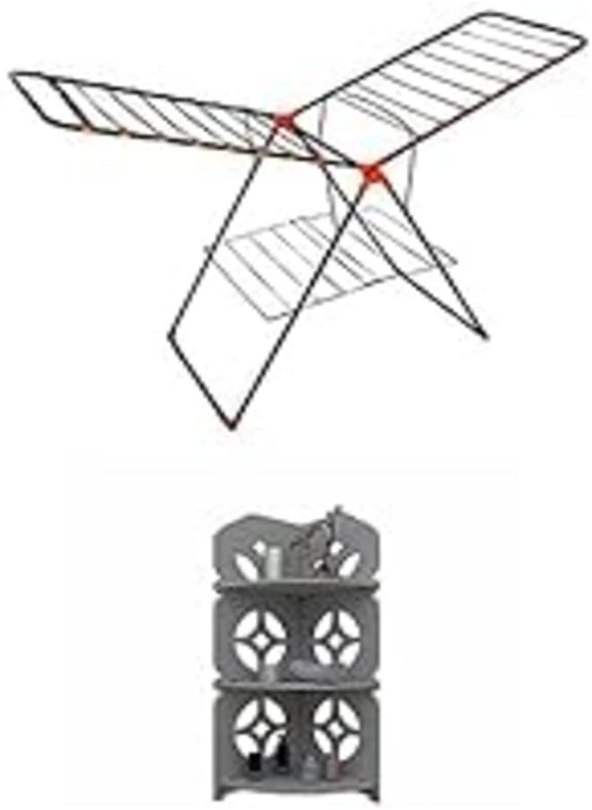 Sama Steel Bundle of Sama Steel Turkish Laundry Racks - Black + Momentum Wooden Cabinet 