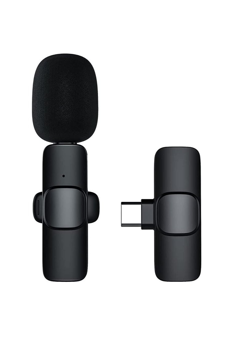 Mini Wireless Lavalier Microphone 360° Omnidirectional Lapel Mic Noise Reduction Compatible with Type-C Android Smartphone Tablet for YouTube Facebook Live Streaming Video Recording Vlog Interview