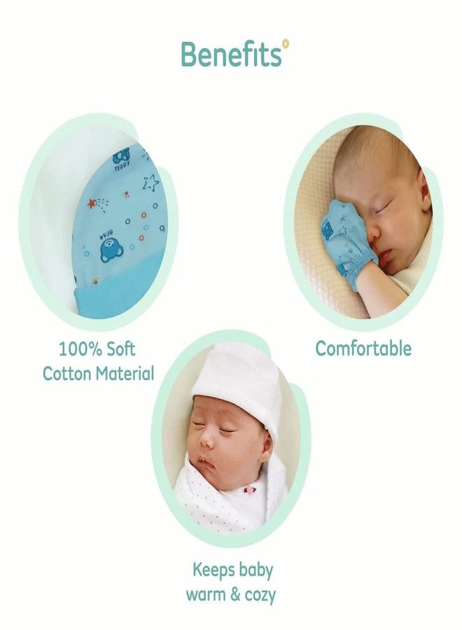 PIKIPOO Baby Cotton Mitten Sets with Cap and Booty- (Multicolor) - Image 3