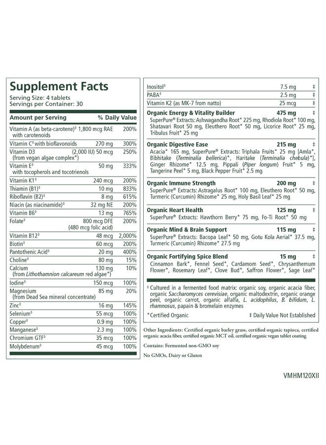 Pure Synergy Vita·Min·Herb For Men  120 Tablets  Multivitamin Made With Organic Ingredients  Nongmo  Made With Organic Vegetables And Fruits - Image 2