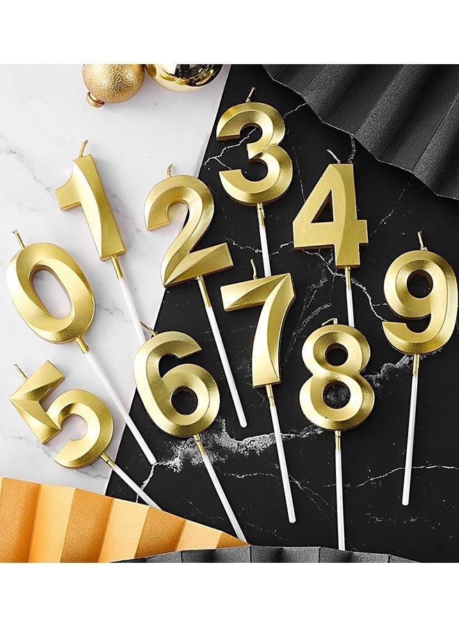 Ssovi 10 Pcs Gold Number Candles (0-9) Set, Premium 3D Metallic Smokeless Birthday Cake Toppers for Kids, Adults, Anniversary & Milestone Party Celebrations - Image 2