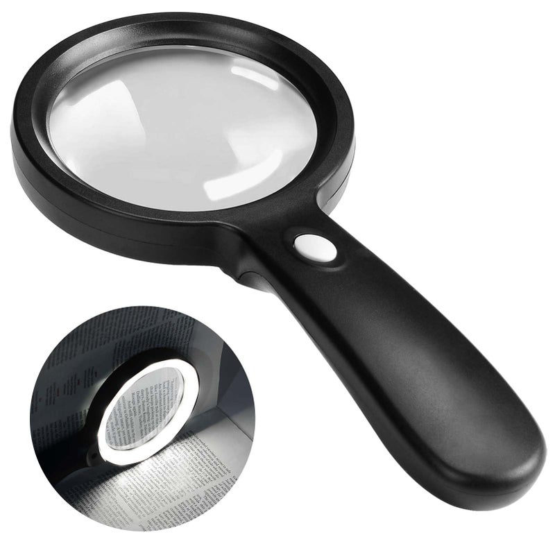 JMH Magnifying Glass with Light, 3X Handheld Large Magnifying Glass 12 LED Illuminated Lighted Magnifier for Macular Degeneration, Seniors Reading, Soldering, Coins, Jewelry, Exploring - Image 1