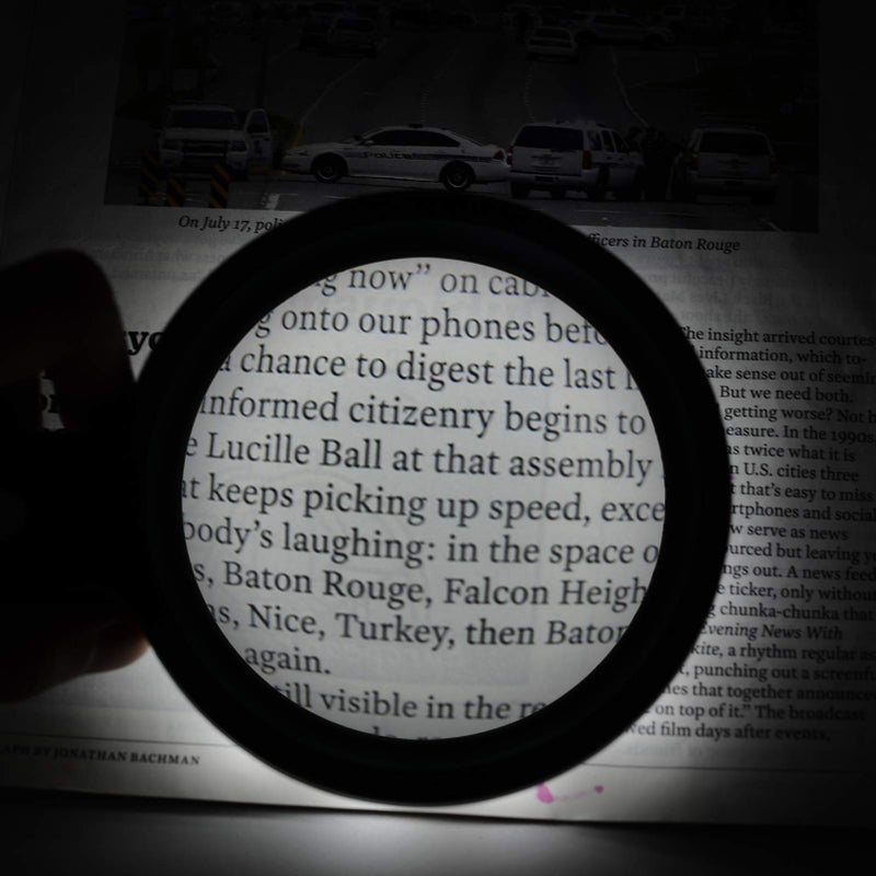 JMH Magnifying Glass with Light, 3X Handheld Large Magnifying Glass 12 LED Illuminated Lighted Magnifier for Macular Degeneration, Seniors Reading, Soldering, Coins, Jewelry, Exploring - Image 3