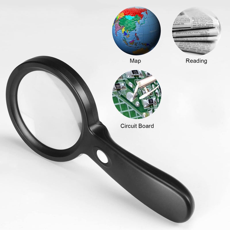 JMH Magnifying Glass with Light, 3X Handheld Large Magnifying Glass 12 LED Illuminated Lighted Magnifier for Macular Degeneration, Seniors Reading, Soldering, Coins, Jewelry, Exploring - Image 5
