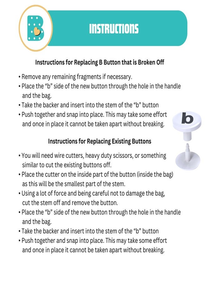 Bag Beans 4-Pack Replacement Buttons with B for Bogg Handle Strap. Compatible with Bogg Beach Tote Handles. Fix Your Bogg Handle Quickly and Easily with Replacement Rivets - Image 5