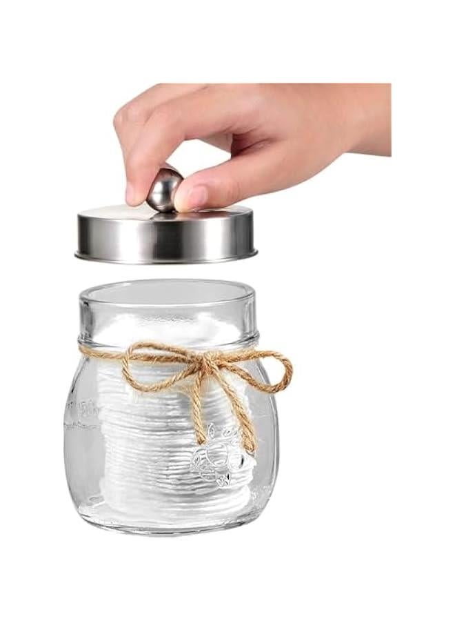 هوكور طقم إكسسوارات حمام برطمان (4 قطع) - موزع صابون غسول و2 حامل مسحة قطنية وحامل فرشاة أسنان - ديكور ريفي ريفي مزرعة، تنظيم سطح العمل - ديكور حمام منزلي (فضي) - Image 4