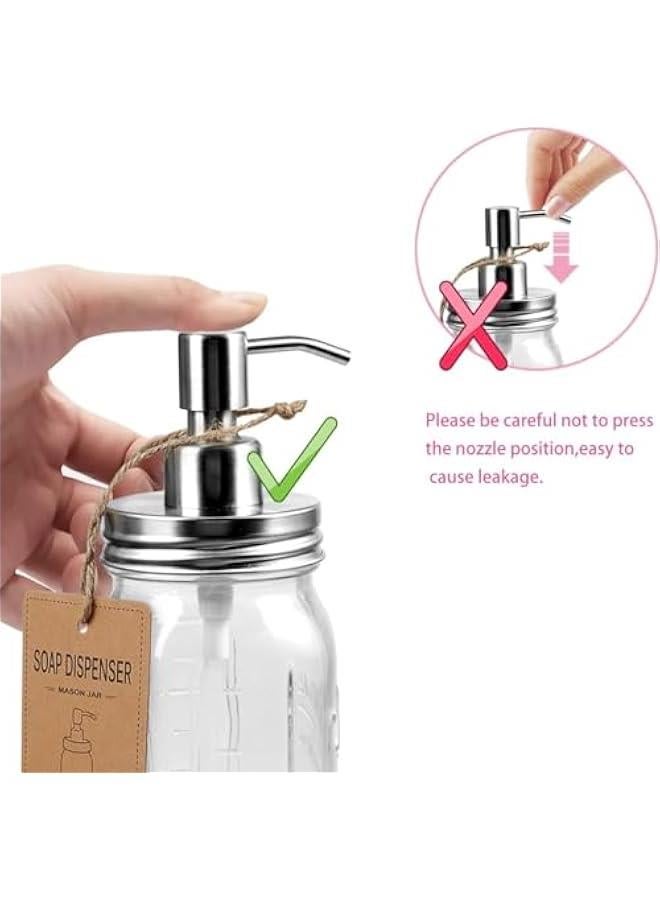 هوكور طقم إكسسوارات حمام برطمان (4 قطع) - موزع صابون غسول و2 حامل مسحة قطنية وحامل فرشاة أسنان - ديكور ريفي ريفي مزرعة، تنظيم سطح العمل - ديكور حمام منزلي (فضي) - Image 3