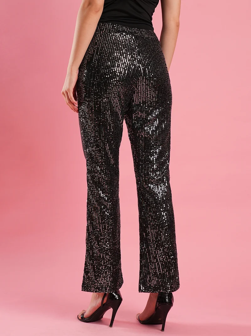 globus Women Embellished Mid Rise Bootcut Trousers