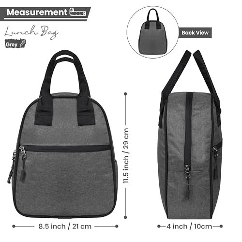 OxbOw Travel Lunch/Tiffin/Storage Bag with Bottle Comportment Picnic Tote Cooler Bag for Women Kids Men Office, College & School (Grey) - Image 2